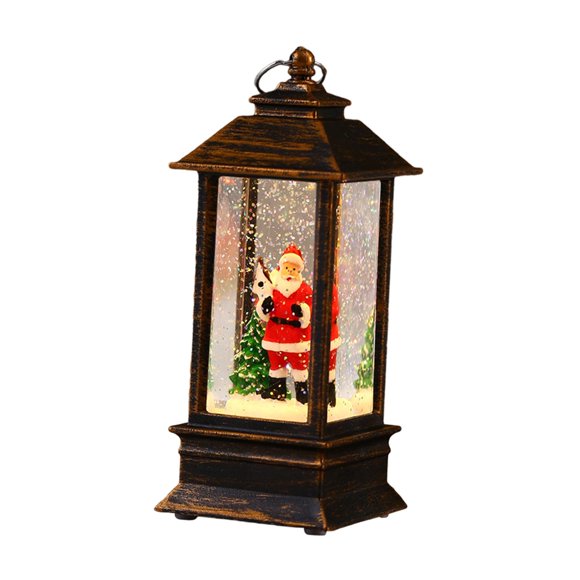 Linterna de bola de nieve navideña iluminada, figura de escritorio, regalo de cumpleaños, luz de noche Papá Noel