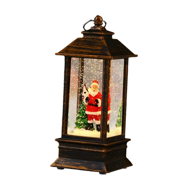 Linterna de bola de nieve navideña iluminada, figura de escritorio, regalo de cumpleaños, luz de noche Papá Noel