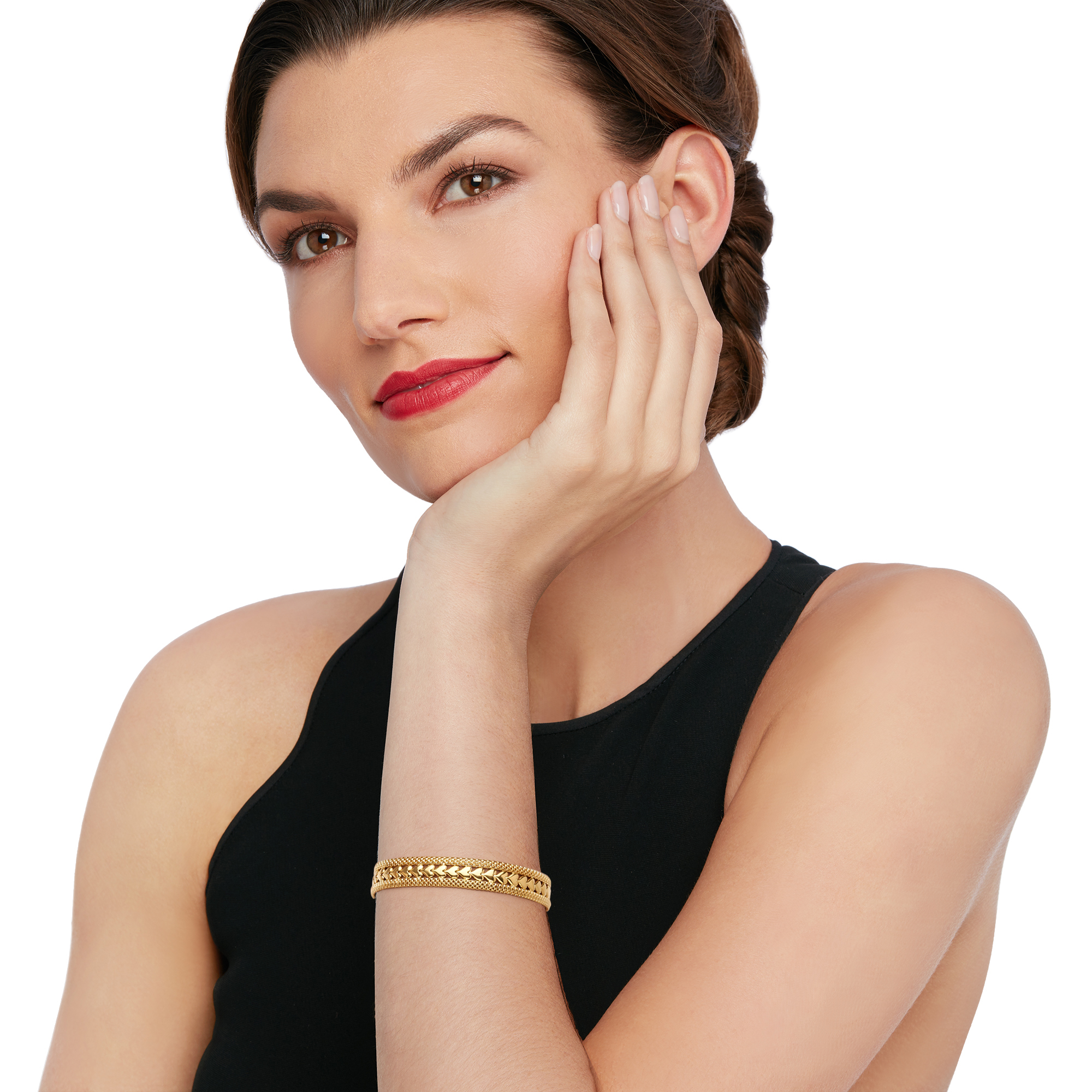 7.25 Gold over Sterling Heart Charm Bracelet by Ross-Simon