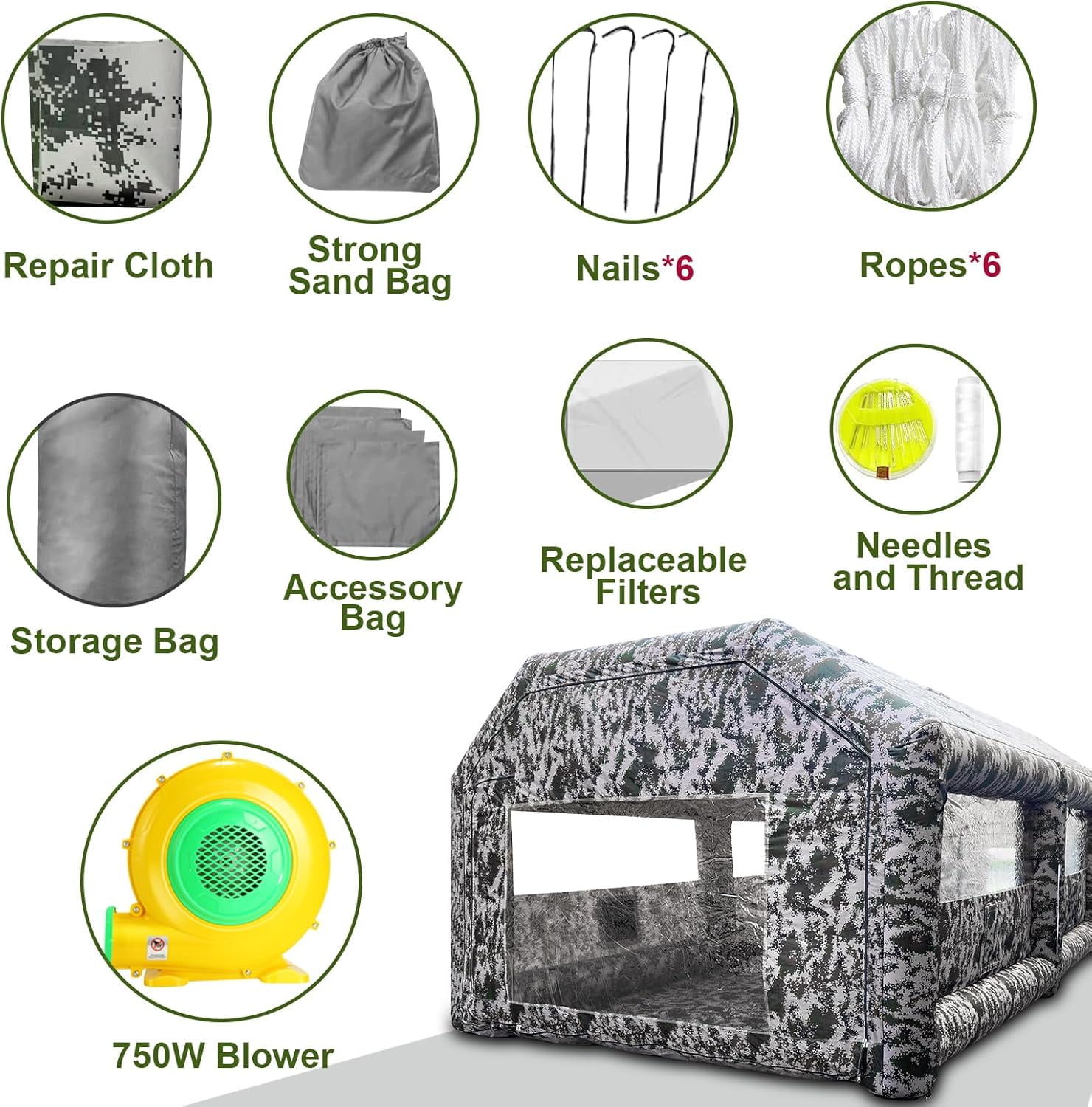Inflatable Paint Booth 20x13x9FT Large Inflatable Spray Booth Tent with Air Filter System Air Blower for DIY Spray Car Parts Painting Workstation Motorcycle Garage