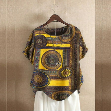 

lystmrge Hot Maternity Jean Shirts for Women plus Size Lace Tops Plus Size Women Short Sleeve Cotton Linen O-Neck Print Blouse Top T-Shirt