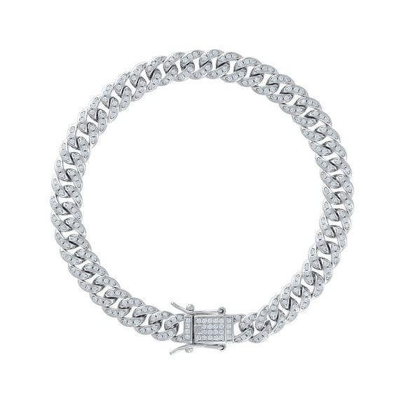 925 Sterling Silver Round Cut Moissanite Unisex 6mm Miami Cuban Link 7" Bracelet | 1.65 Ct.