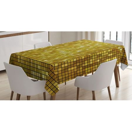 

Geometric Tablecloth Ombre Design with Mosaic Like Image with Square Details Artwork Print Rectangular Table Cover for Dining Room Kitchen 60 X 90 Inches Marigold and Yellow by Ambesonne