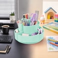 thumbnail image 5 of Rotating Pen Holder, 360 Degree Spinning Desk Organizer with 5 Compartments, Multi Storage Box for Office Supplies, Pencils, Markers, Scissors and Makeup Brushes, Compact Desktop Stationery Caddy, 5 of 7