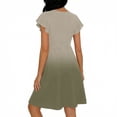 thumbnail image 5 of ClodeEU Women's Ombre Flutter Sleeve V Neck Cinched Waist Dress ,Solid Color Casual Midi Dress Khaki,Womens Plus S, 5 of 5