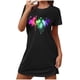 thumbnail image 2 of Camisón corto de talla grande para mujer, camisón de manga corta con estampado de pecho a la moda, camisón para mujer, 2 of 5