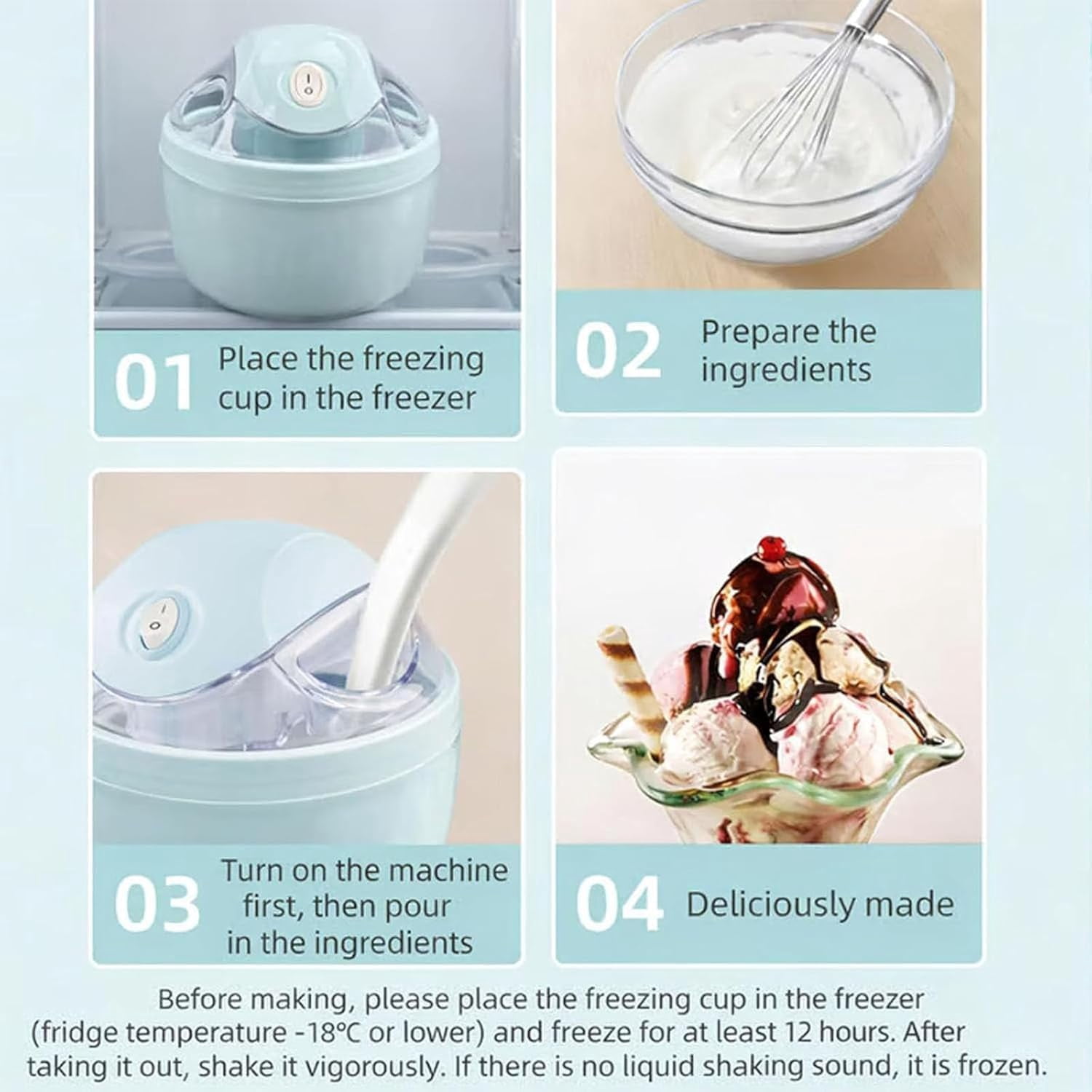 Small Home Mini Ice Cream Maker, Just 15 Minutes, DIY Mini Ice Cream Maker, One-Touch Dessert Maker, Single Serving, Frozen Yogurt, Compact Electric Makers for Kitchen (Pink)