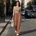 thumbnail image 5 of Lmueinov Wide Leg Pants for Women High Waist Hollow Out Striped Tape Loose Trousers with Pocket Women Trendy 2026 Business Casual Outfits, 5 of 7