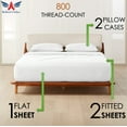 thumbnail image 6 of Split King Sheets Sets for Adjustable Bed - 800-Thread-Count 100% Egyptian Cotton, Sateen Weave 18-Inch Deep Pockets 800-TC Bedsheet - White, 6 of 7