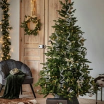 Christmas Glitter Spiral Spray , Silver Artificial Pick Decoration For Christmas Tree, Holiday Arrangement, Festive Party Ornament Accessory For Seasonal Home And Event Décor