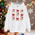 thumbnail image 5 of PNTUTB Women's Christmas Cute Printed Off Shoulder Pocket Long Sleeved Hooded Drawstring Pullover Casual Loose Sweatshirt, 5 of 6
