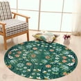 thumbnail image 4 of Green Rug 8x8, Floral Area Rugs, Wool Carpet, Living, Bed, Room Round Carpet, 4 of 7