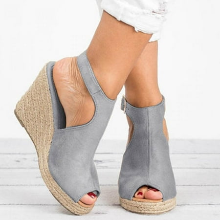 

Tdoqot Wedge Sandals for Women- Beach Comfy Dressy Summer Womens Sandals Gray Size 11