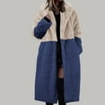 thumbnail image 3 of AOMPMSDX Women's Coats Womens Winter Warm Lapel Fuzzy Coat Jacket Overcoat Spliced Mid Length Coat Suit Collar L Beige, 3 of 4