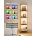 thumbnail image 4 of Display Shelf with RGBW Light, Color Changing Curio Cabinet Floor Lamp with Shelves Corner Standing Column Lamp Etagere Organizer Tower Nightstand Bookcase for Living Room Bedroom Office Décor Black, 4 of 7
