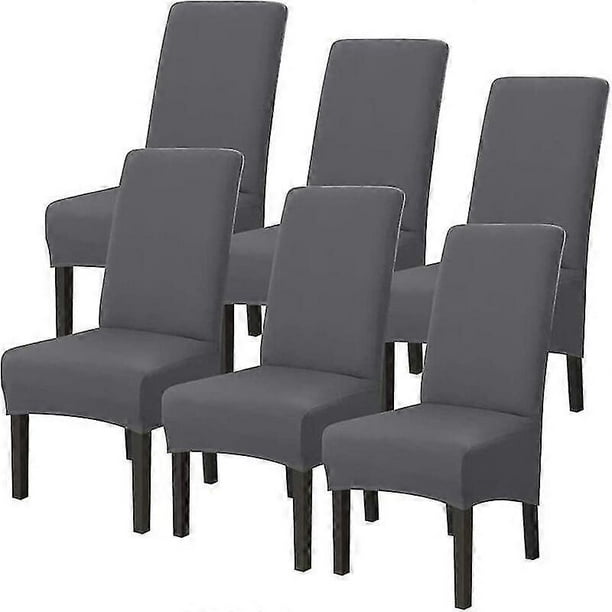 Dining Chair Slipcovers Large Size Stretch Set Of 6 Grey, High Back Chair Slipcovers Covers For Modern Chair Wedding Living Room