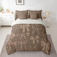 thumbnail image 2 of Feelyou Brown Vintage Bow-tie Bedding Comforter Set 7 Pieces, Cute Ribbon Full Bedding Set, 2 of 8