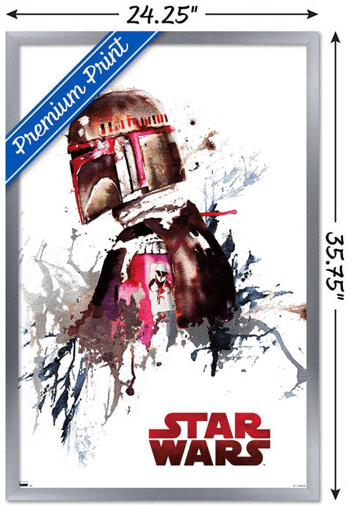Star Wars: Original Trilogy - Boba Fett Watercolor Wall Poster, 22.375" x 34", Framed