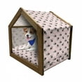 thumbnail image 1 of Scandinavian Pet House, Cartoon Style Bees Pattern on Pastel Pink Toned Background with Dots, Outdoor & Indoor Portable Dog Kennel with Pillow and Cover, 5 Sizes, Pale Pink and Black, by Ambesonne, 1 of 5
