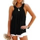 thumbnail image 2 of Camisetas sin mangas con cuello alto para mujer, chaleco informal suelto de verano, sin mangas, espalda cruzada fluida, botón trasero para entrenamiento en la playa, negro XL, 2 of 4