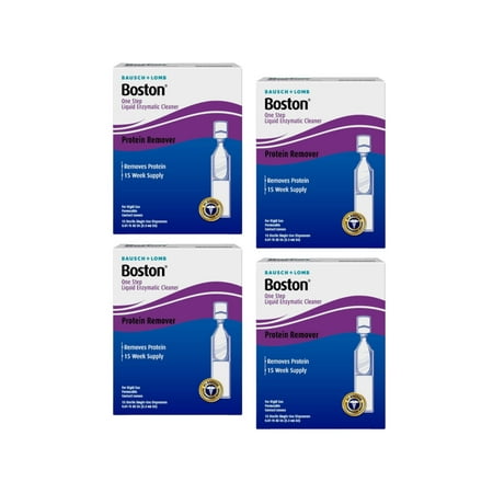 Boston One Step Liquid Enzymatic Cleaner – from Bausch + Lomb, 15 Sterile Single-Use Dispensers - Pack of 4
