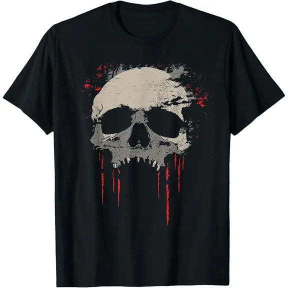 Men's Distressed Gothic Horror Skull T-Shirt