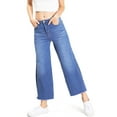 thumbnail image 2 of Machine Jeans Women's Juniors High Waist Crop Denim Side Slits Jeans (1, Denim), 2 of 4