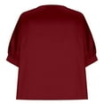 thumbnail image 4 of OSOLU Solid Color Women Plus Size Blouses 3/4 Sleeve Dressy Tunic Tops V-Neck Casual Loose Blouse Pleated Shirts, 4 of 6