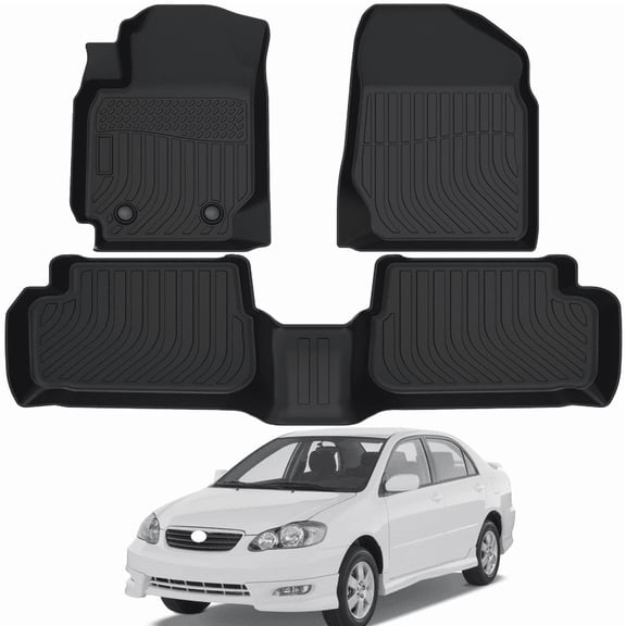 Car Floor Mats for 2003 2004 2005 2006 2007 2008 Toyota Corolla - Custom Fit 3D TPE Rubber Non-Slip Automotive Floor Liners, Easy to Clean All-Weather