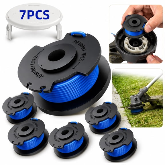 Weed Wacker String Replacement Compatible with Ryobi One AC14RL3A, 0.065'' String Trimmer Refill Line for Ryobi String Trimmer,18V,24V,40V(6 Spools 1 Cap) , 99 FT Autofeed Weed Eater String