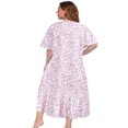 thumbnail image 3 of Women Nightgowns, Plus Size Short Sleeve Night Gowns Ladies Summer House Dress Flower Print Sleepwear, 3 of 4