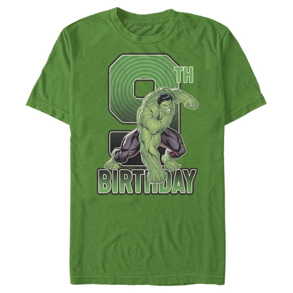 Men's Marvel Hulk Smash 9th Birthday Graphic Tee Kelly Heather Medium
