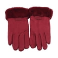 thumbnail image 4 of Guantes de invierno para mujer, resistentes al viento, con forro suave, cálidos, para SMS y pantalla táctil. Color rojo oscuro, 4 of 9