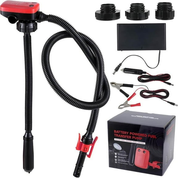 Wrong Duck 3.2 GPM Electric Fuel Transfer Pump, Portable Battery Powered Siphon Fuel Transfer Pump, 12DC Hand Pump for Gasoline, Diesel, Fuel, and Water Transfer (Gas Can/Battery Not Included)