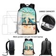 thumbnail image 4 of Jeiento Sea Turtle Girls Backpack with Lunch Box Pencil Case School Bag for Kids 7-8 9-10 10-11 Primary Students School Bookbag Seaside Style 17inch Children Schoolbags for Boys, 4 of 7