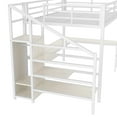thumbnail image 6 of Queen Size Loft Bed with L-Shaped Desk & Wardrobe, Metal High Loft Bed Frame with USB Charging, LED Lights, and Adjustable Storage for Teens, Adults, White Wood-Grain, 6 of 10