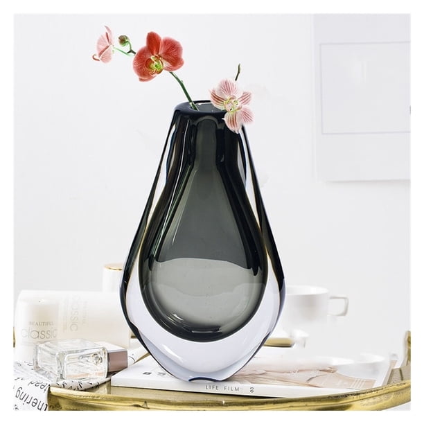 Decoración De Jarrón De Lujo Ligero, Arreglo Floral De Sala De Estar, Artesanía De Esmalte De Cristal, Flor Seca, Decoración De Gabinete De TV Moderna Y Simple