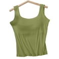 thumbnail image 6 of Lumtrix Built in Bra Tank Tops for Women Ribbed Scoop Neck Slim Fit Sleeveless Going Out Summer Tops Army Green S, 6 of 8