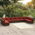 thumbnail image 1 of vidaXL 10 Piece Garden Lounge Set with Cushions Poly Rattan Brown, 1 of 4