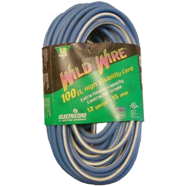 100' Blue Extension Cord with Lighted End