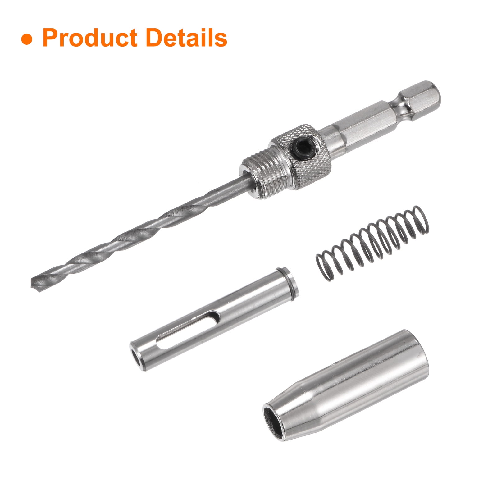 Uxcell 8pack Self Centering Drill Bit Set 5/64-1/4" 5mm, 1/4" Hex Shank Drilling Bits for Wood Working,Hinge , Silver