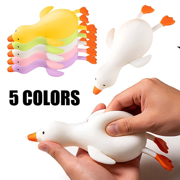 KOYPTL Big White Gooses Squishies 3.9In,Stress Relief Toy Glitter Fidget Toys Colorfull Duck Sensory Squishies,Anxiety Relief Toys Idea Gift for Youth Adult,Party Favors Easter Basket Fillers