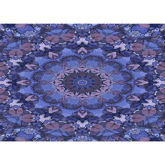 Ahgly Company Indoor Rectangle Patterned Medium Slate Blue Area Rugs, 2' x 3'