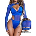 thumbnail image 3 of Avidlove Women Sexy Lingerie Bodysuite with Buckle Shrug Crop Top Set Rave Festival Outfits, 3 of 5