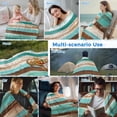 thumbnail image 5 of Turquoise Brown Cooling Blanket, Lightweight Breathable Summer Throw Blanket with Double Sided Cold Effect,Watercolor Modern Abstract Striped Picnic Beach Blankets Bed Sheet for Hot Sleepers 30"x40", 5 of 8
