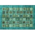 thumbnail image 1 of Ahgly Company Machine Washable Indoor Rectangle Abstract Turquoise Blue Modern Area Rugs, 7' x 10', 1 of 4