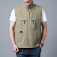 thumbnail image 3 of Bcfgryg Men S Jacket Vest Overalls Vest Pocket Outdoor Casual Plain Simple Slim Comfortable Jacket Men's Vest, 3 of 5