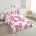 thumbnail image 3 of Castle Fairy Adults Female Men Dreamy Princess Letter Monogrammed D 3 Pieces Queen Comforter Set,Cute Bow Initial Ultra Soft Bedding Sets,Cartoon Pink Bowtie Bedding Comforter Set Breathable, 3 of 8