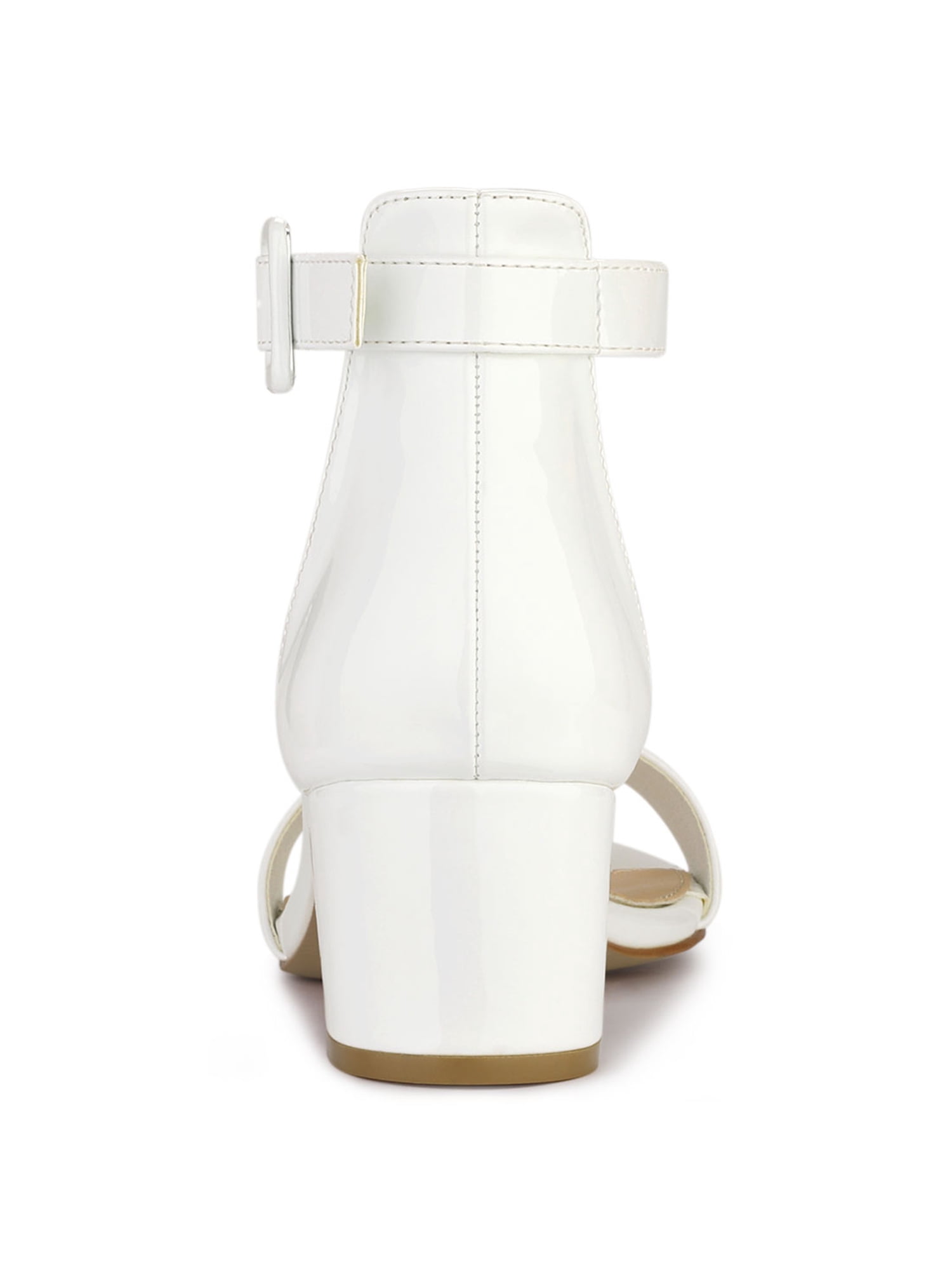 DARING DIVA Women's Ankle Strap Low Block Heel Sandals 7.5 White
