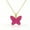 Pink, variant on Butterfly Pendant with Swarovski Element Crystals and Yellow Gold Plated Chain